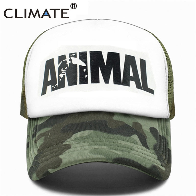 CLIMATE Fitness Fans Cap Cool GYM Trucker Cap Men Cap Fitness Fans Print Mesh Hat Body Building Muscle Sports Caps Hat for Men