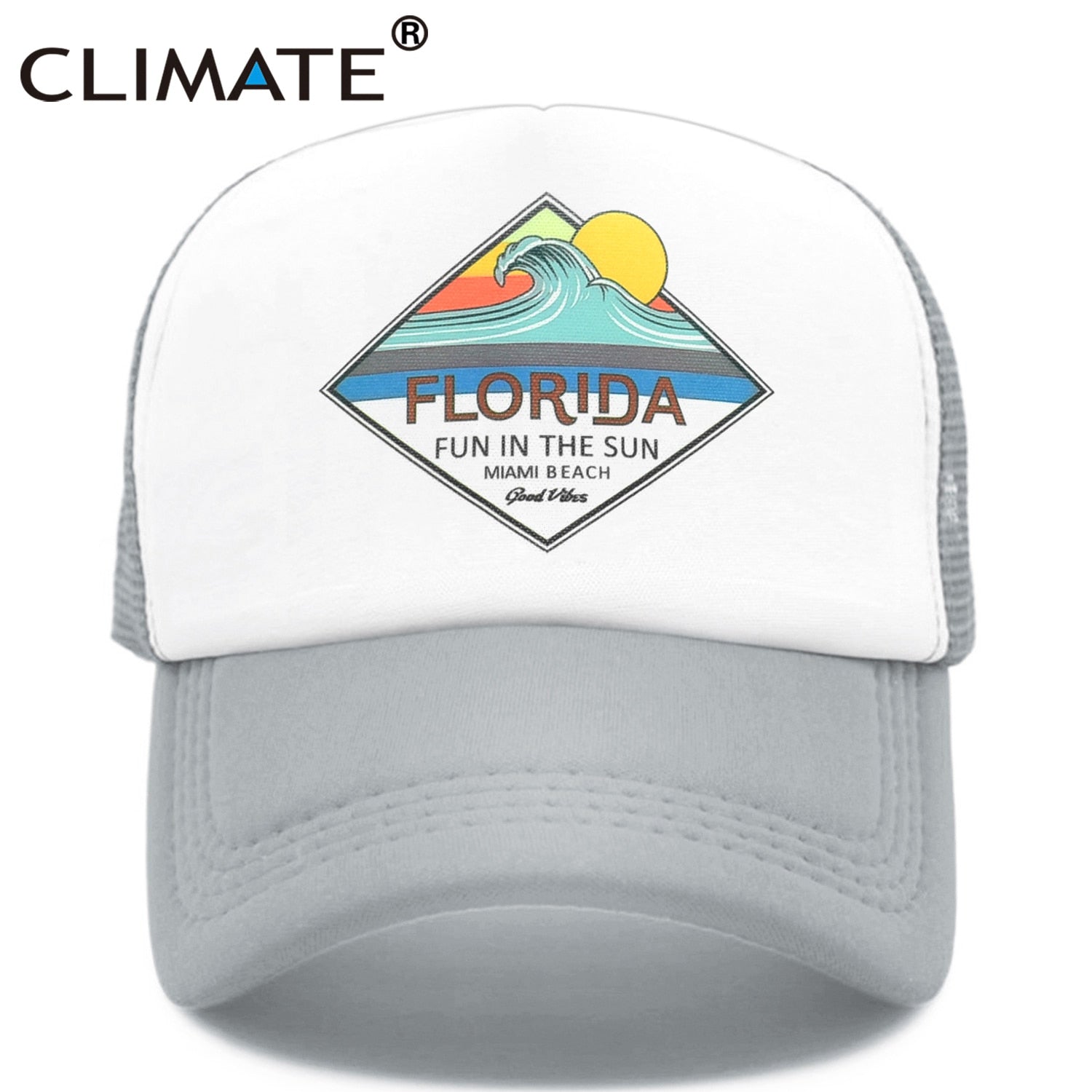 CLIMATE Florida Trucker Cap Hat Miami Seaside Beach Mesh Cap Vacation Sandbeach