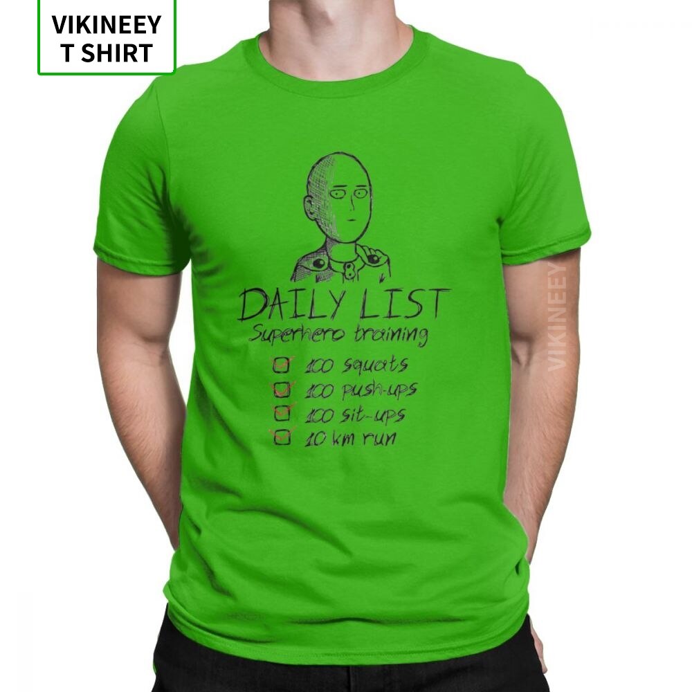 One Punch Man Daily List T-Shirts Men Saitama OPM Oppai Anime Manga Cotton Fabric Tees Short Sleeve T Shirt Printed Clothes