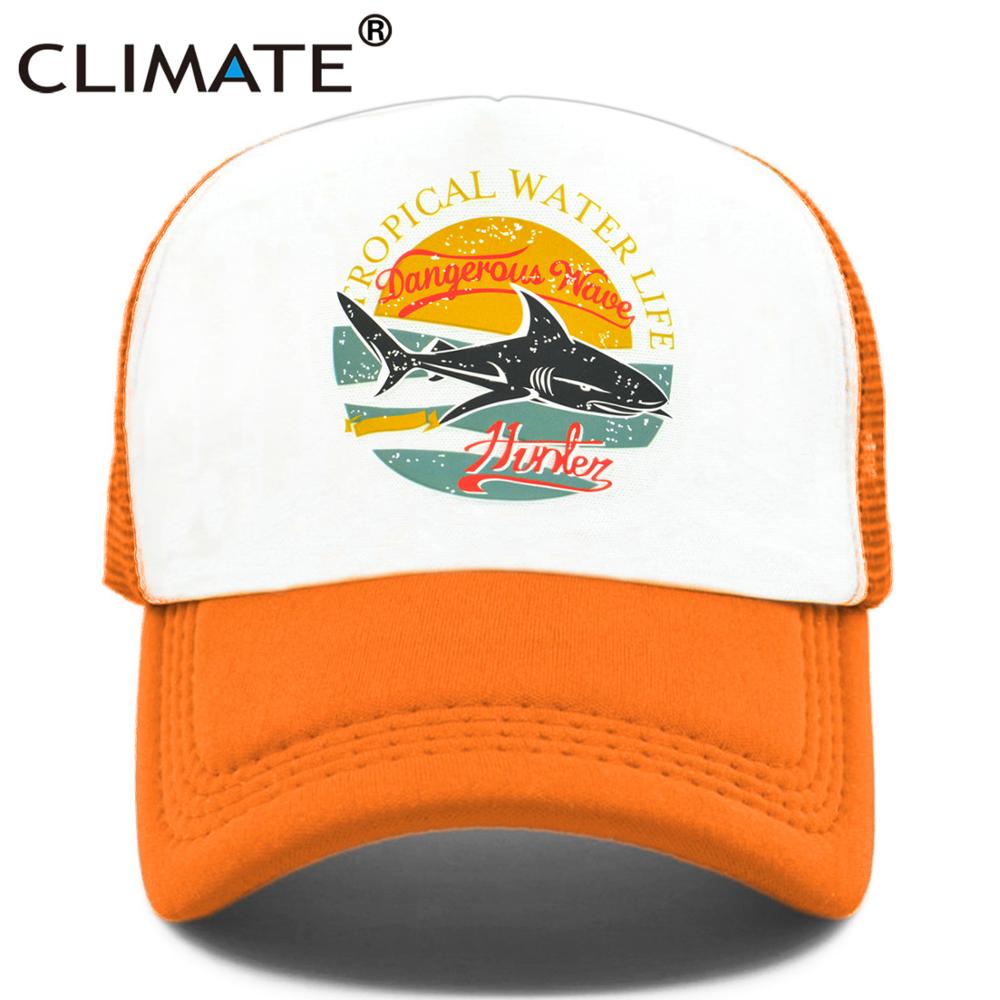 CLIMATE Shark Seaside Trucker Caps Hat Shark Hunt Surfing Men Caps Hip Hop Cool