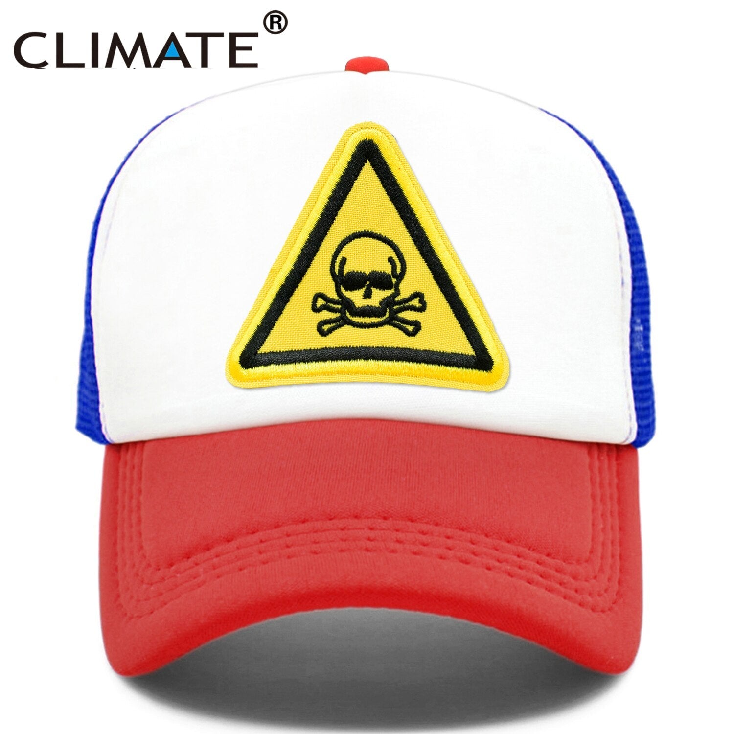 CLIMATE Men Cool Skull Trucker Cap Hiphop Street Style Skeleton Cap Danger Keep