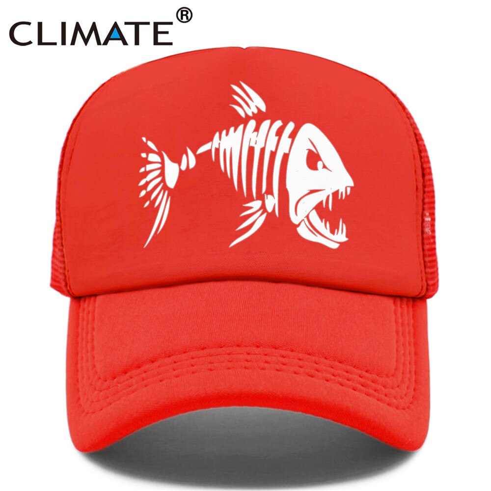 CLIMATE Fishbone Trucker Cap Men Fishing Skeleton Fish Bone Cap HipHop Baseball