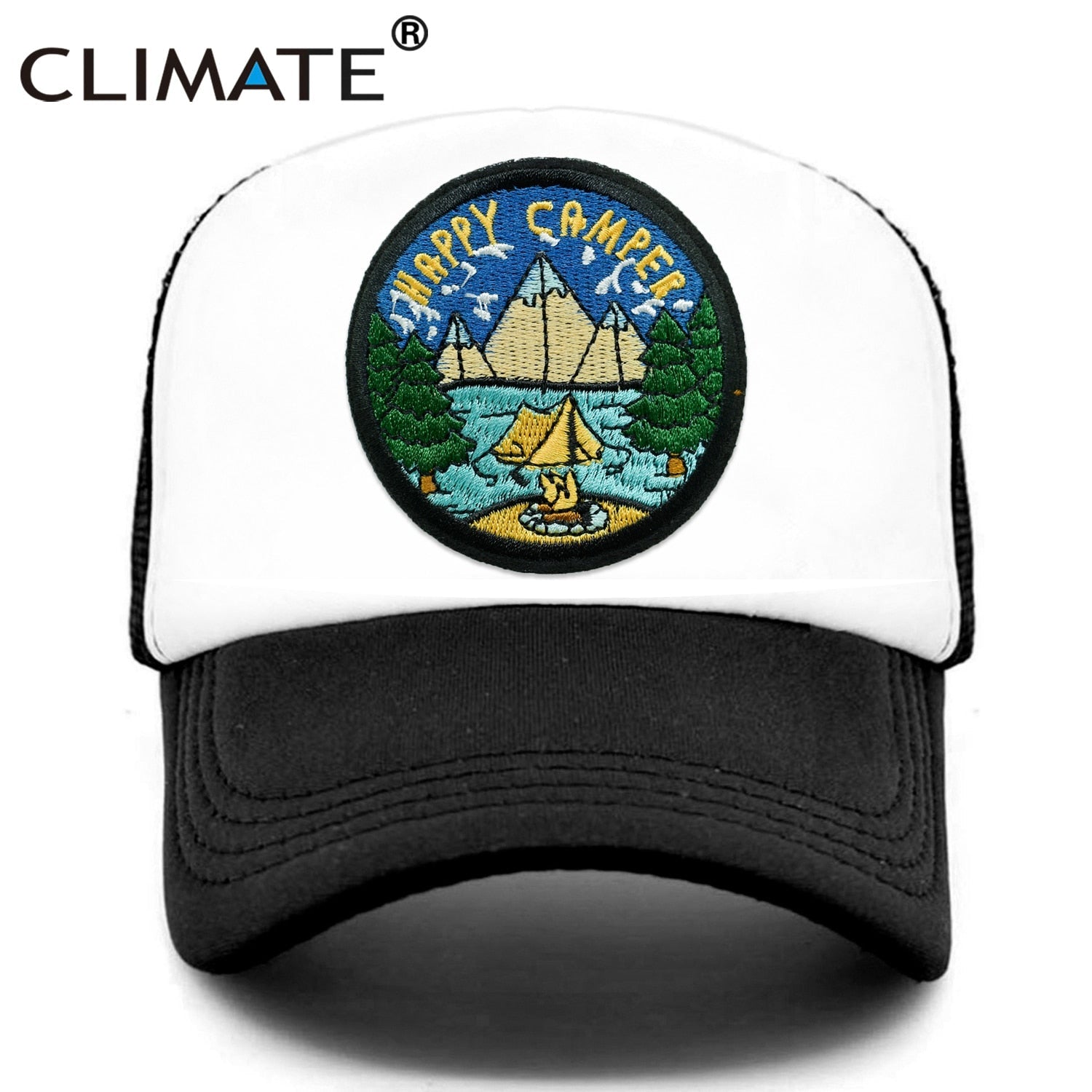 CLIMATE Camper Happy Camp Cap Camp Summer Camp Camping Trucker Cap Green Hiking