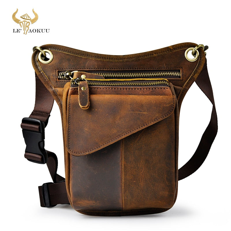 Original Leather men Brown Casual Fashion Small Shoulder Messenger Bag Designer