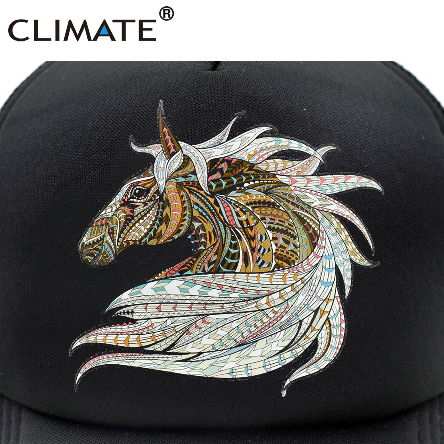 CLIMATE Cool Horse Trucker Cap Horse Race Men Hat Racing Equestrian Cap Hip Hop