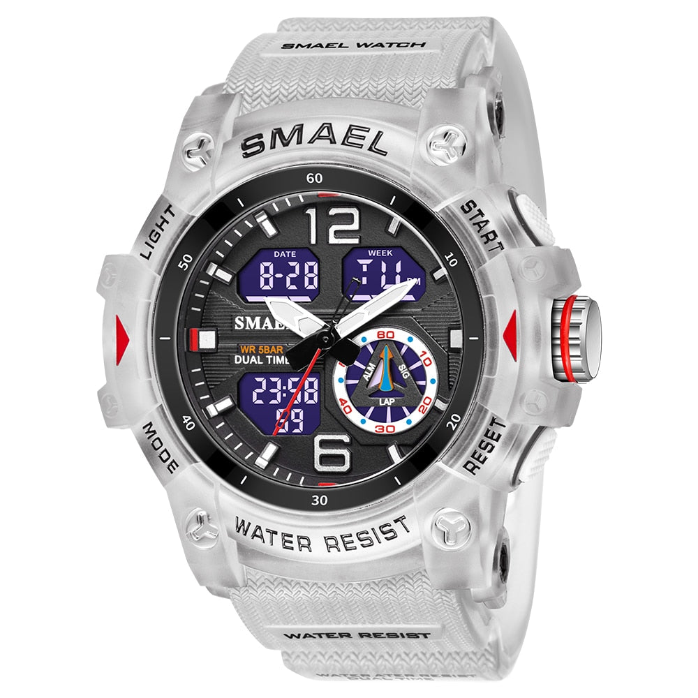 SMAEL Sports Dual Display Watch for Men Led Digital Quartz Waterproof Watches Men's Stopwatches Student Clock Relogio Masculino