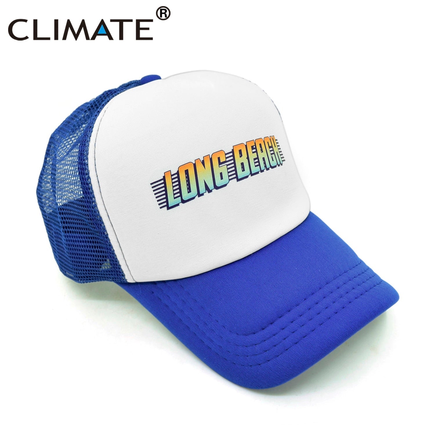 CLIMATE Seaside Long Beach Trucker Cap Hat Los Angeles California Vacation Sandbeach Mesh Cap HipHop Hat for Men Women Youth