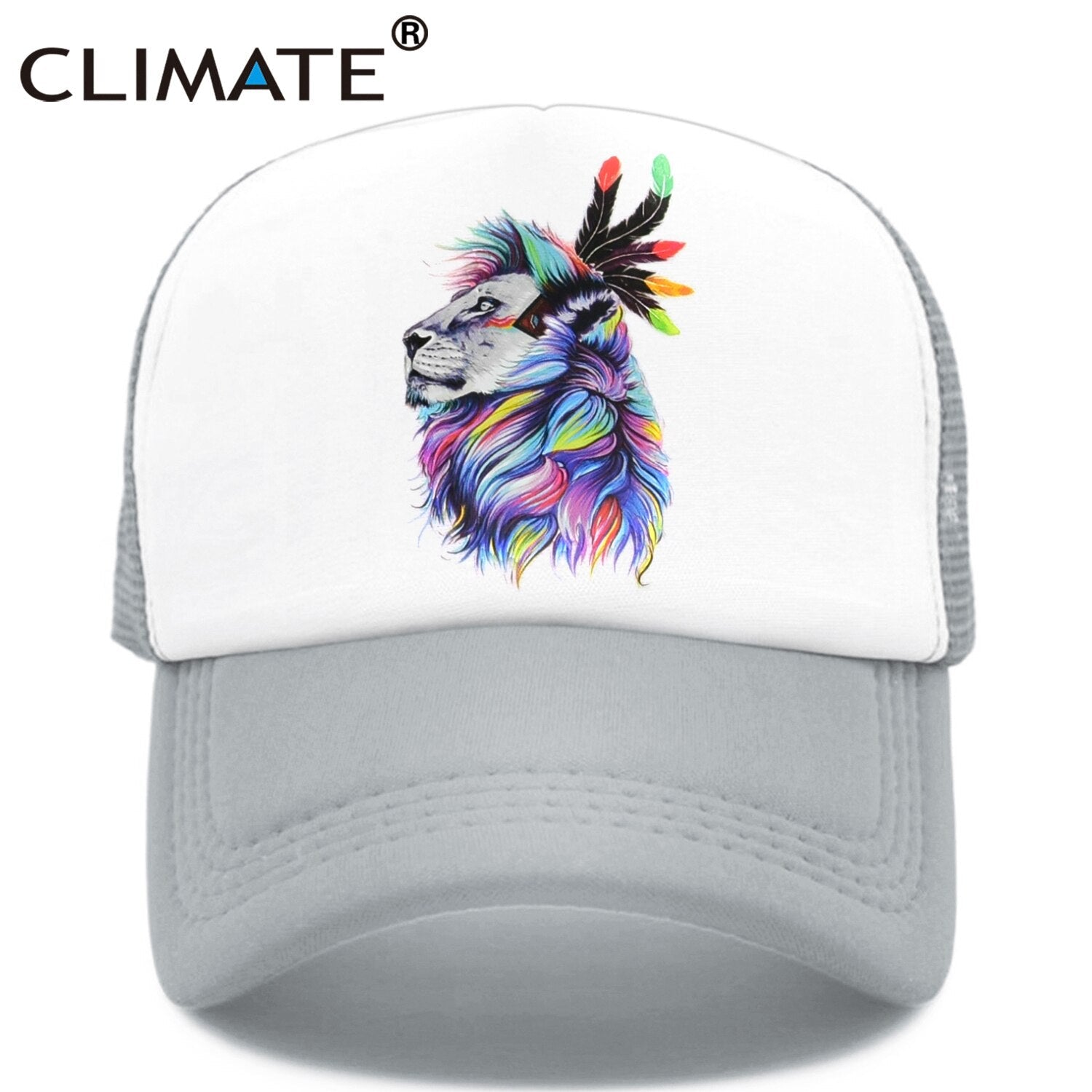 CLIMATE Cool Lion Trucker Cap King Lion King Cap Hat African Africa Wildlife Animal Trucker Caps Mesh Cap Hat for Men