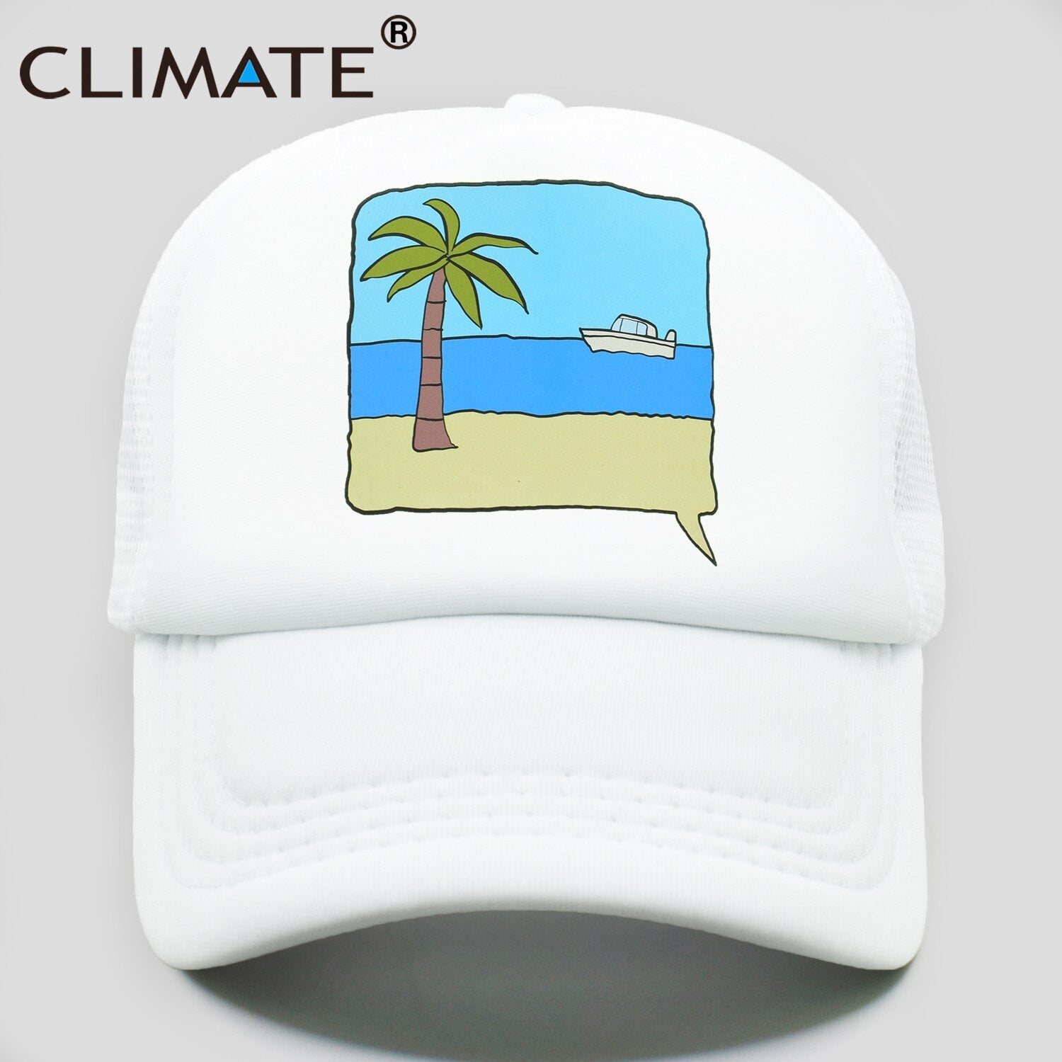 CLIMATE Seaside Trucker Cap Hat Surfing Vacation Caps Sandbeach Coconut Holiday