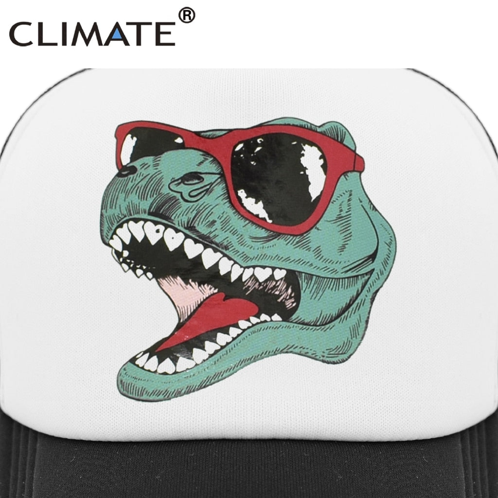 CLIMATE Jurassic Dinosaur Trucker Cap Men Funny Cool Trucker Cap Jurassic Cool Black Mesh Cool Cap for Kid Adult Family