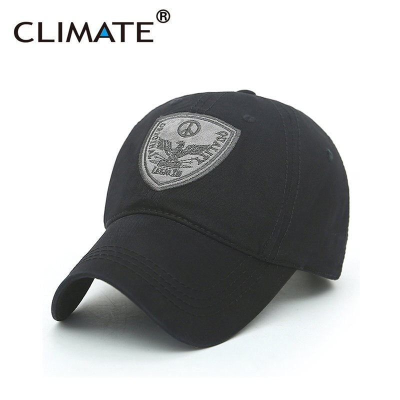 CLIMATE Men's Baseball Cap Hat Cool Men Cotton Cap Men Women Sport Stick Black Nice Brushed Caps Hat For Men