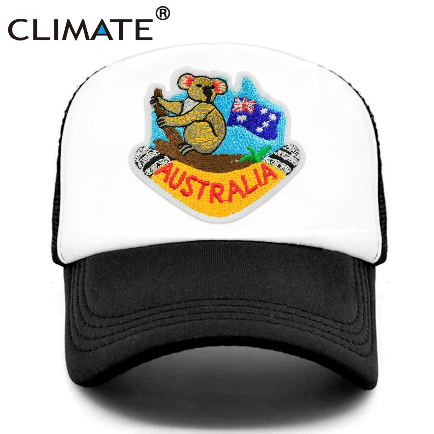 CLIMATE Australia Koala Trucker Cap Australian Boomerang Koala Coala Bear Trip Tours Cap Hat Cool Trucker Caps Mesh Cap Hat