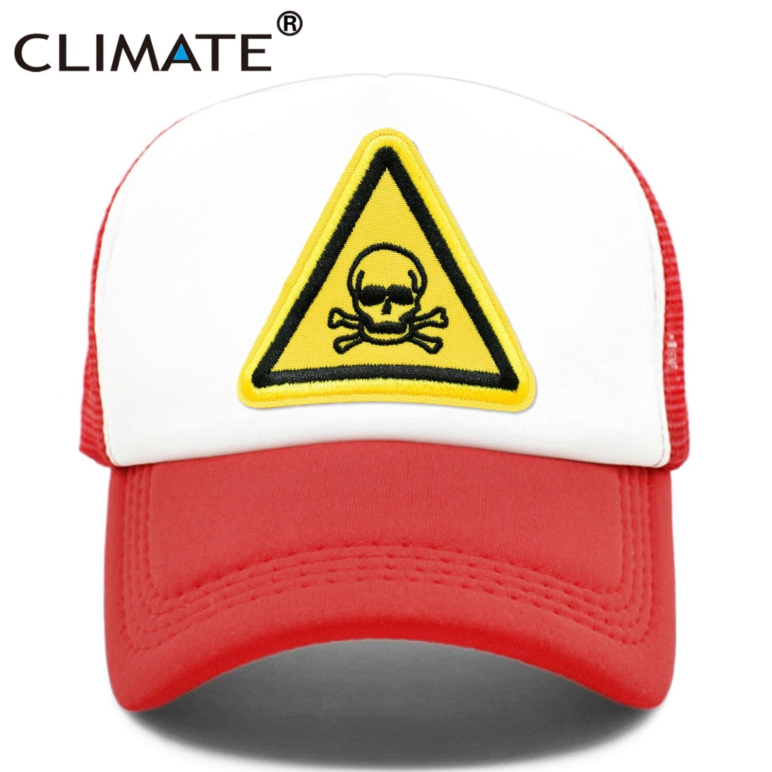 CLIMATE Men Cool Skull Trucker Cap Hiphop Street Style Skeleton Cap Danger Keep