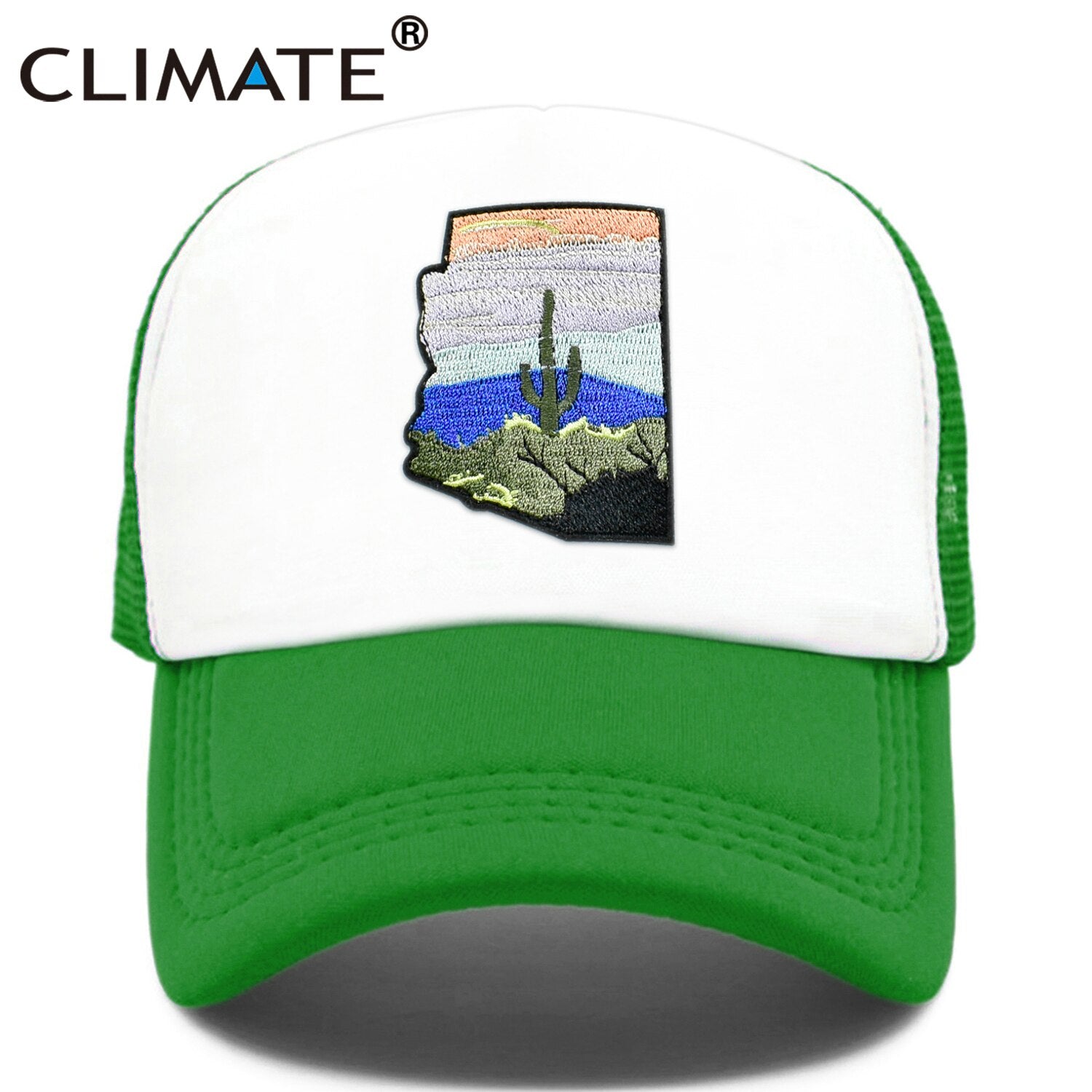 CLIMATE State of Arizon Trucker Cap Hat Desert Saguaro Cactus Mesh Cap Arizon Map Sights Cool Cap Hat for Men Women Youth Kid