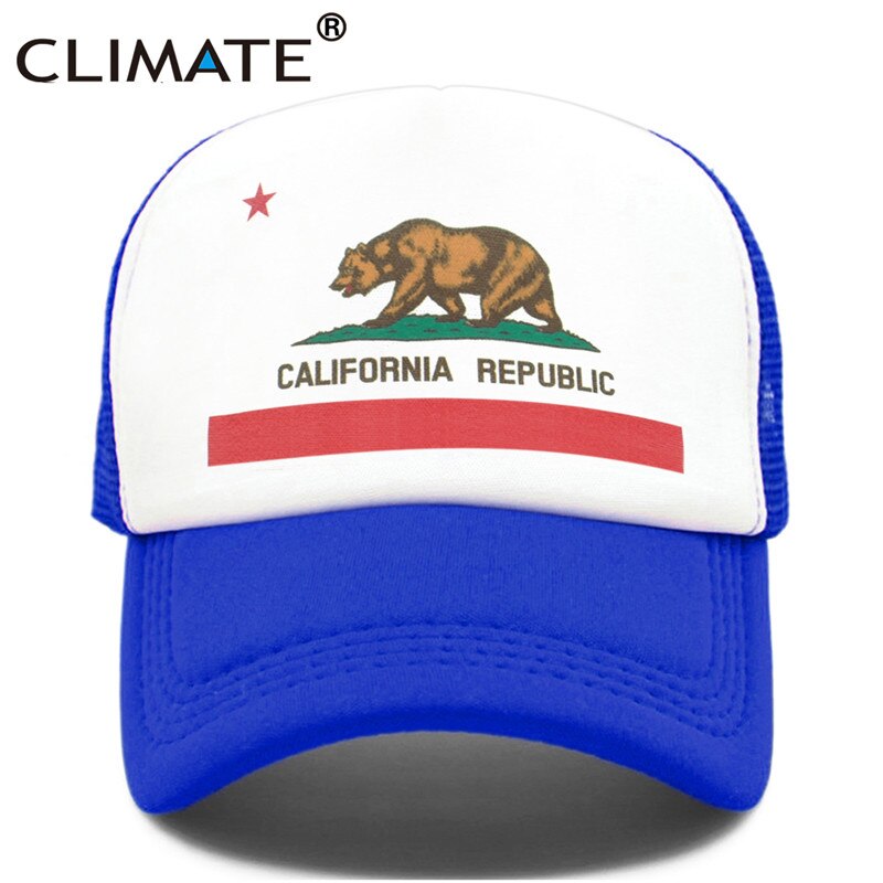 CLIMATE California Cap Male Man Men Hat Bear California Flag Trucker Cap Hip Hop Hat Cap Cool Summer Mesh Man Dad Cap Adult Kids