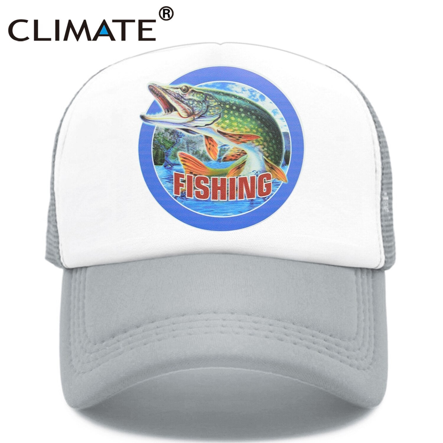 CLIMATE Fishing Fisher Cap Pike Fish Hunt Trucker Cap for Man Fisher Fishing Fish Hat Baseball Cap Cat Summer Cool Mesh Cap Fish