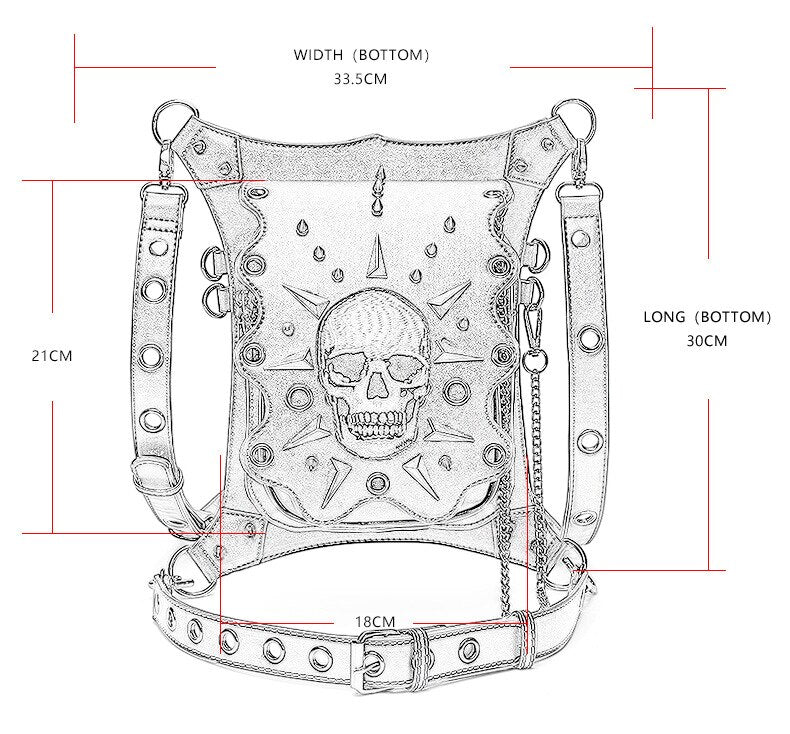 Women Punk Rock Waist Bag Steampunk Rivets Skull Totes Crossbody Shoulder Bag Motorcycle Drop Leg Belt Hip Pouch Pack For Men