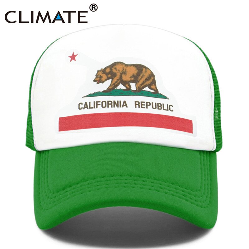 CLIMATE California Cap Male Man Men Hat Bear California Flag Trucker Cap Hip Hop Hat Cap Cool Summer Mesh Man Dad Cap Adult Kids