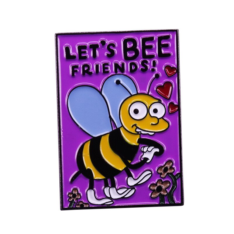 "Let's Be Friends"-Cute Little Bee Brooch Cartoon Inspiration Badge