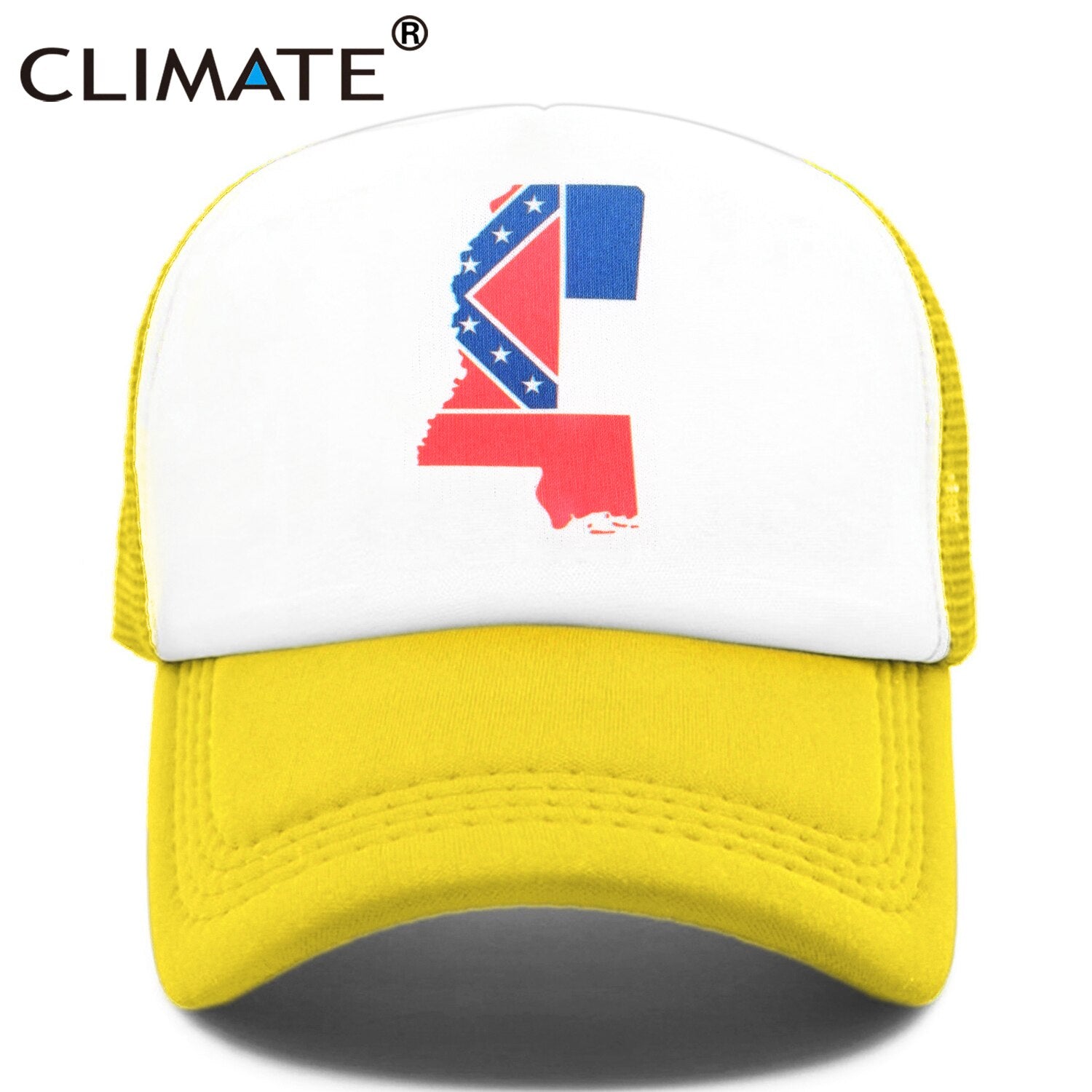 CLIMATE State of Mississippi Flag Trucker Cap Hat Mississippi Map Jackson City MS Mesh Cap HipHop Hat for Men Women Youth