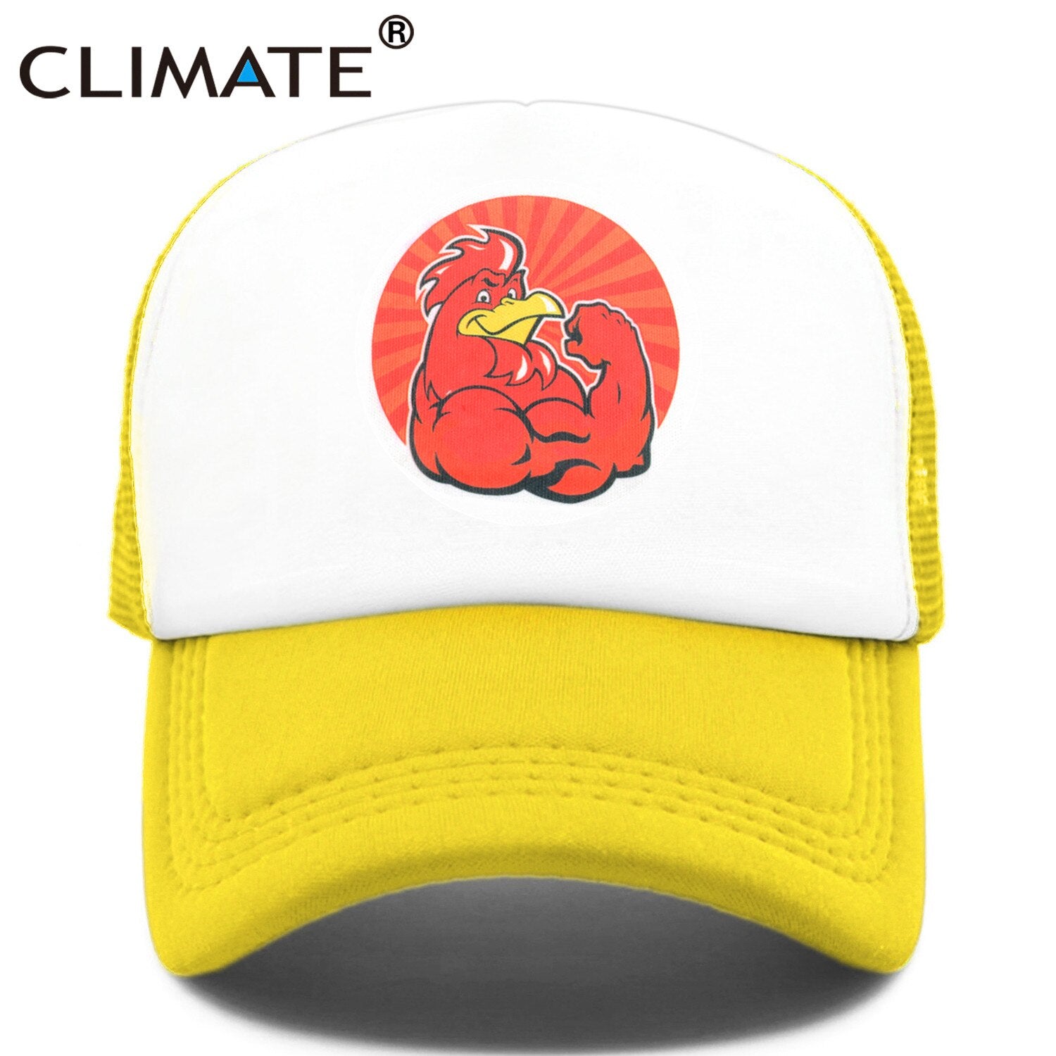 CLIMATE GYM Robust Rooster Cap Cool Men Muscular Animal Fitness Cap Sport Muscle Man GYM Fans Mesh Trucker Cap Body Building Cap