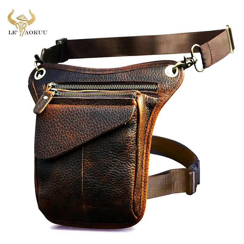 Original Leather men Brown Casual Fashion Small Shoulder Messenger Bag Designer