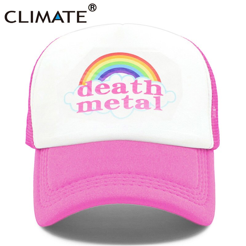 CLIMATE Metal Rock Trucker Cap Rock Summer Cap Metal Rock Fans Cool Mesh Baseball Cap Men Rainbow Trucker Caps Dad Hat Men