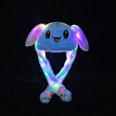 Funny Hat Women Men Kids Lighting Hat Cute Rabbit Ears Plush Ears Can Move Cap Children Shine Winter Warm Party Hat