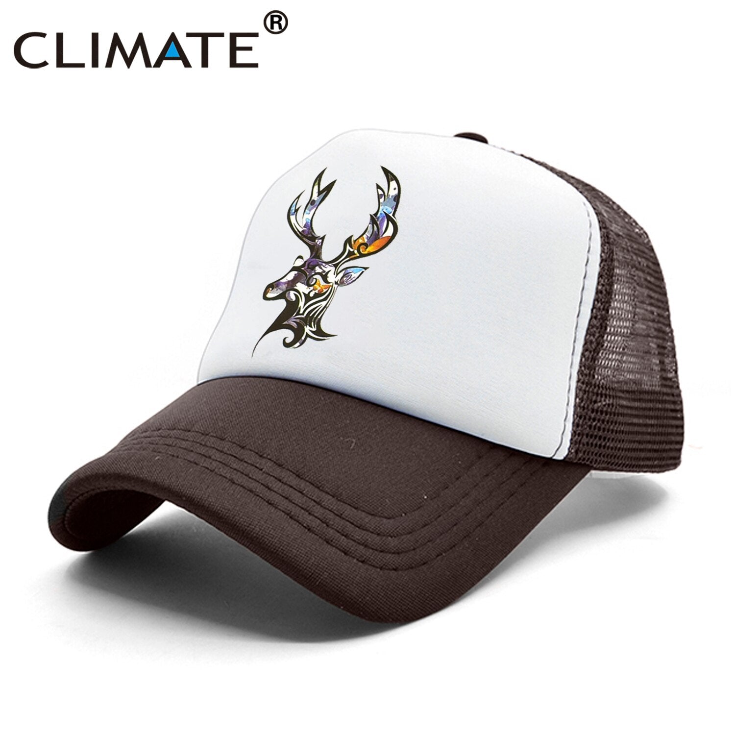 CLIMATE Deer Trucker Cap Men Deer Elk Cool Caps Elk Caribou Hunting Hunt Hip Hop Hat Baseball Cap Summer Cool Mesh Cap Men