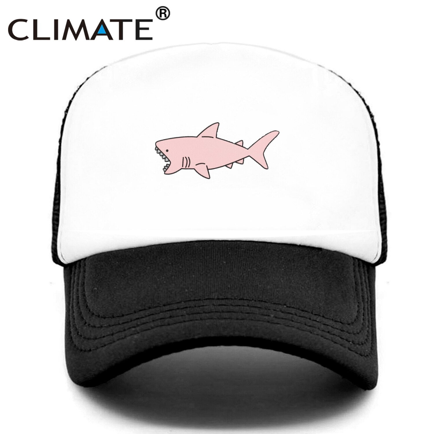 CLIMATE Pink Shark Trucker Cap Hat Pink Shark Beach Cap Shark Protection Hip Hop Cool Summer Mesh Cap Hat for Men Women