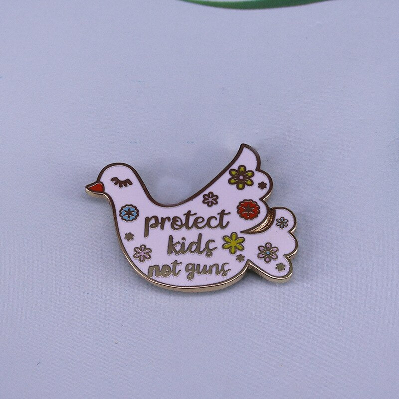 "Protect children, not guns"-Beautiful Peace Dove Brooch