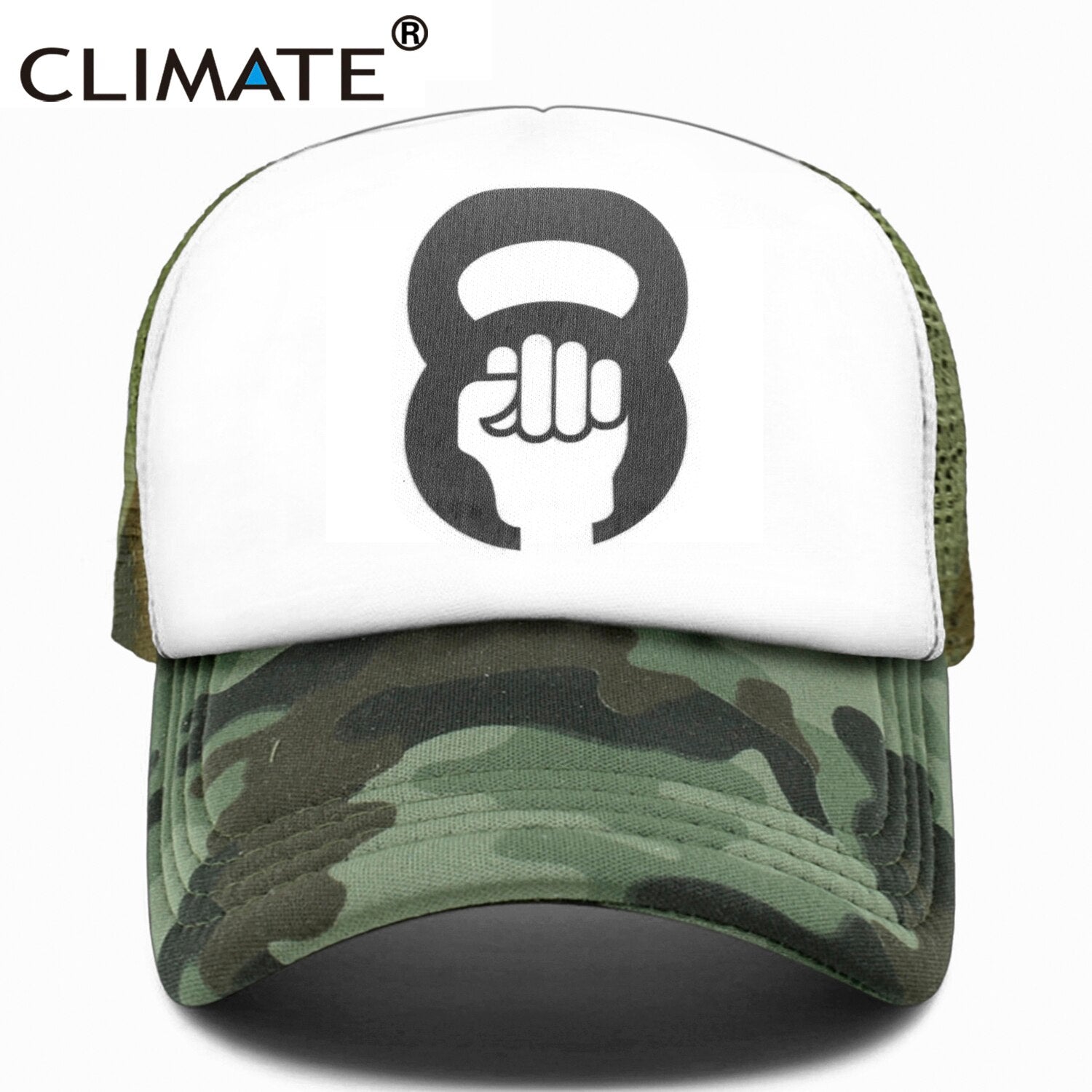 CLIMATE Dumbbell kettle-bell Cap Men Trucker Cap GYM Fitness Barbell Fans Mesh Cap Hat Body Building Muscle Sports Caps for Men