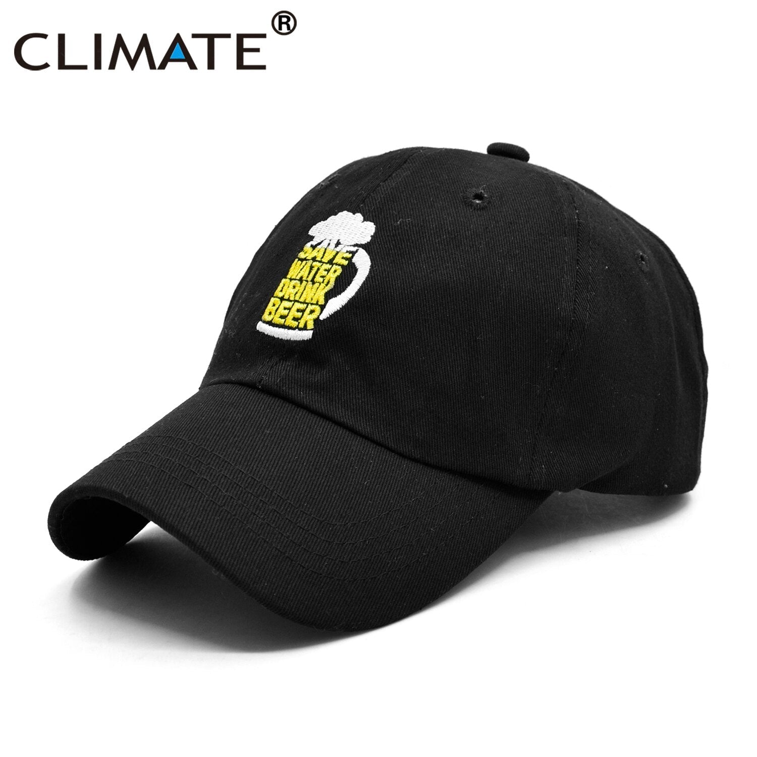 CLIMATE Men Baseball Cap Dad Men's Caps Save Water Drink Beer Lover Cap Cool Black Dad Hat Cap Cotton Hat Cap Men Beer Lover