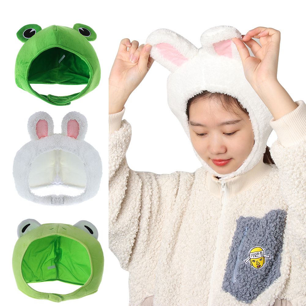 Funny Big Frog Eyes Cartoon Plush Hat Toy Green Headgear Cap Cosplay Costume