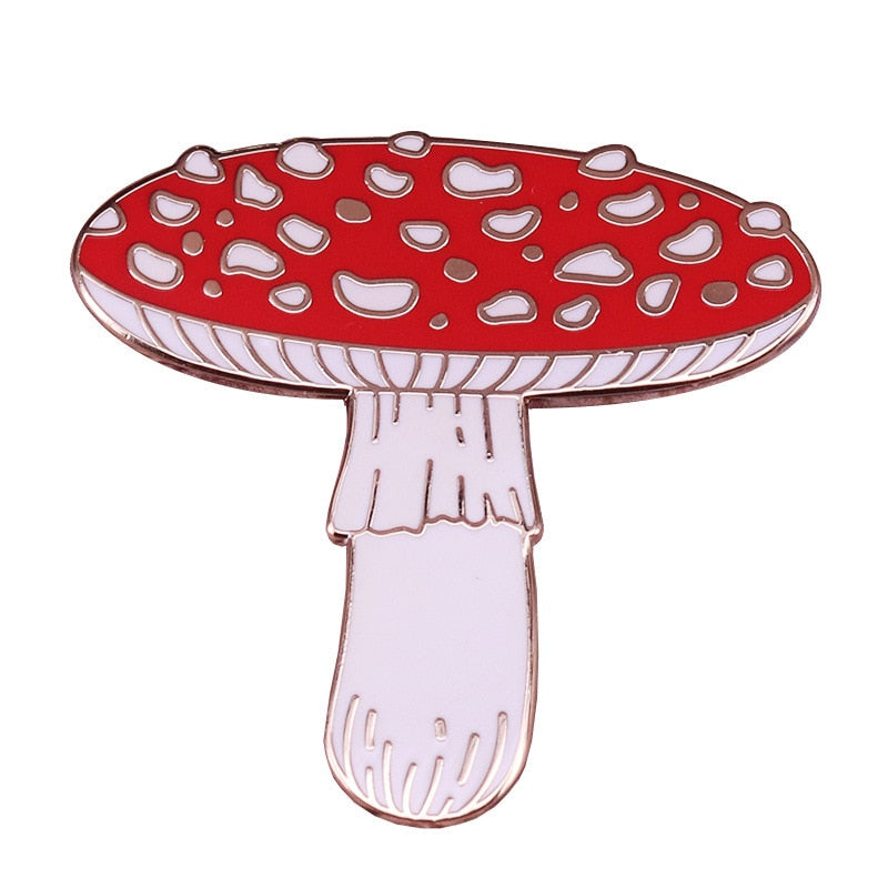 Red Mushroom Brooch Woodland Forest Nature Badge Plant Lovers Accessories