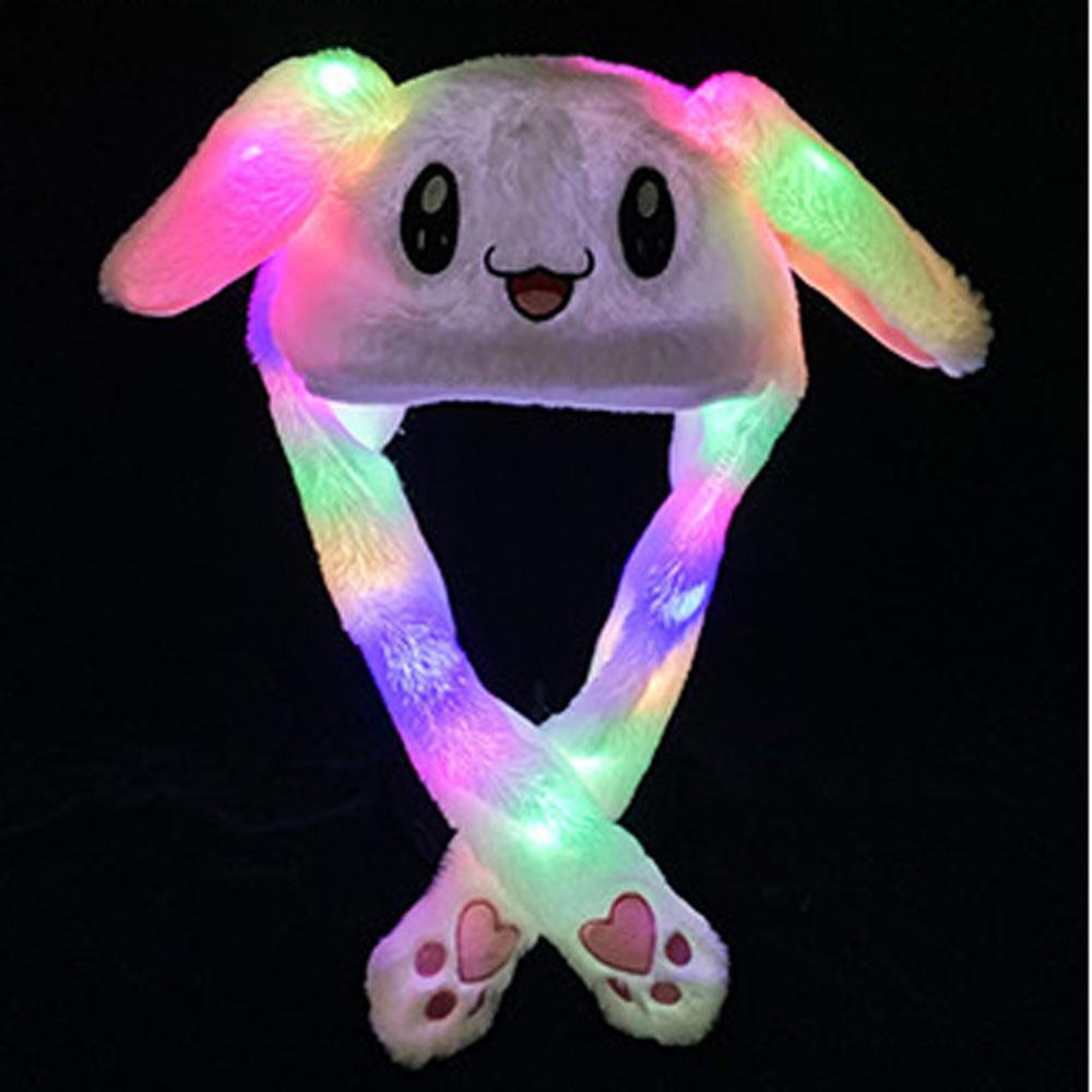 Funny Hat Women Men Kids Lighting Hat Cute Rabbit Ears Plush Ears Can Move Cap Children Shine Winter Warm Party Hat