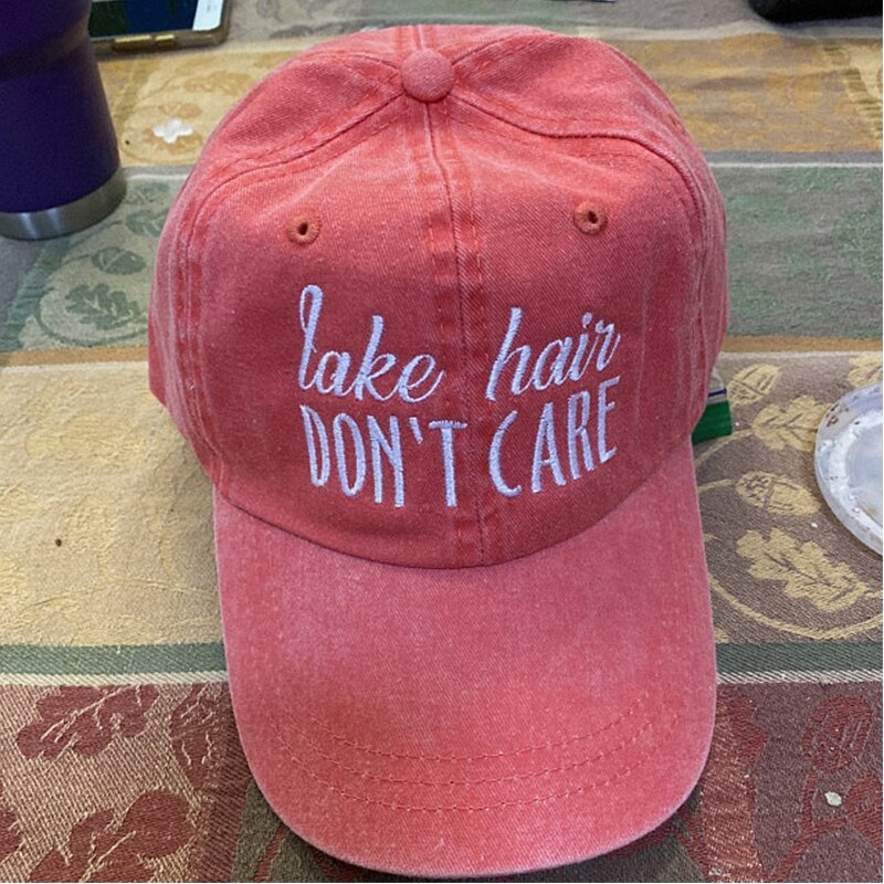 Lake Hair DON'T CARE embroidery dad hat 100% cotton washed fashion baseball cap