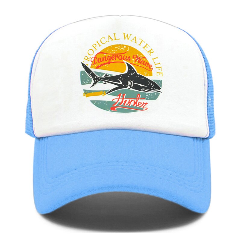 CLIMATE Shark Seaside Trucker Caps Hat Shark Hunt Surfing Men Caps Hip Hop Cool