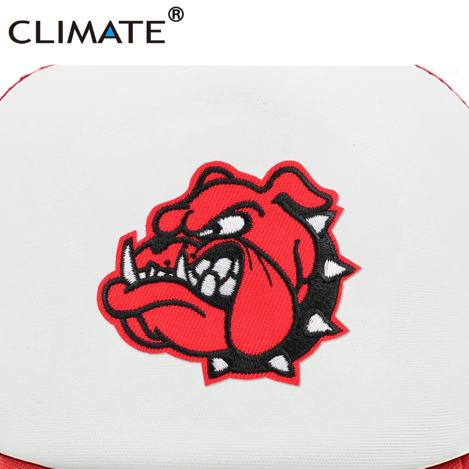 CLIMATE Cool Pitbull Dog Cap New Bulldog Trucker Cap Fierce Feral Red Dog Cartoon Mesh Cap Hip Hop Summer Hat Caps for Men