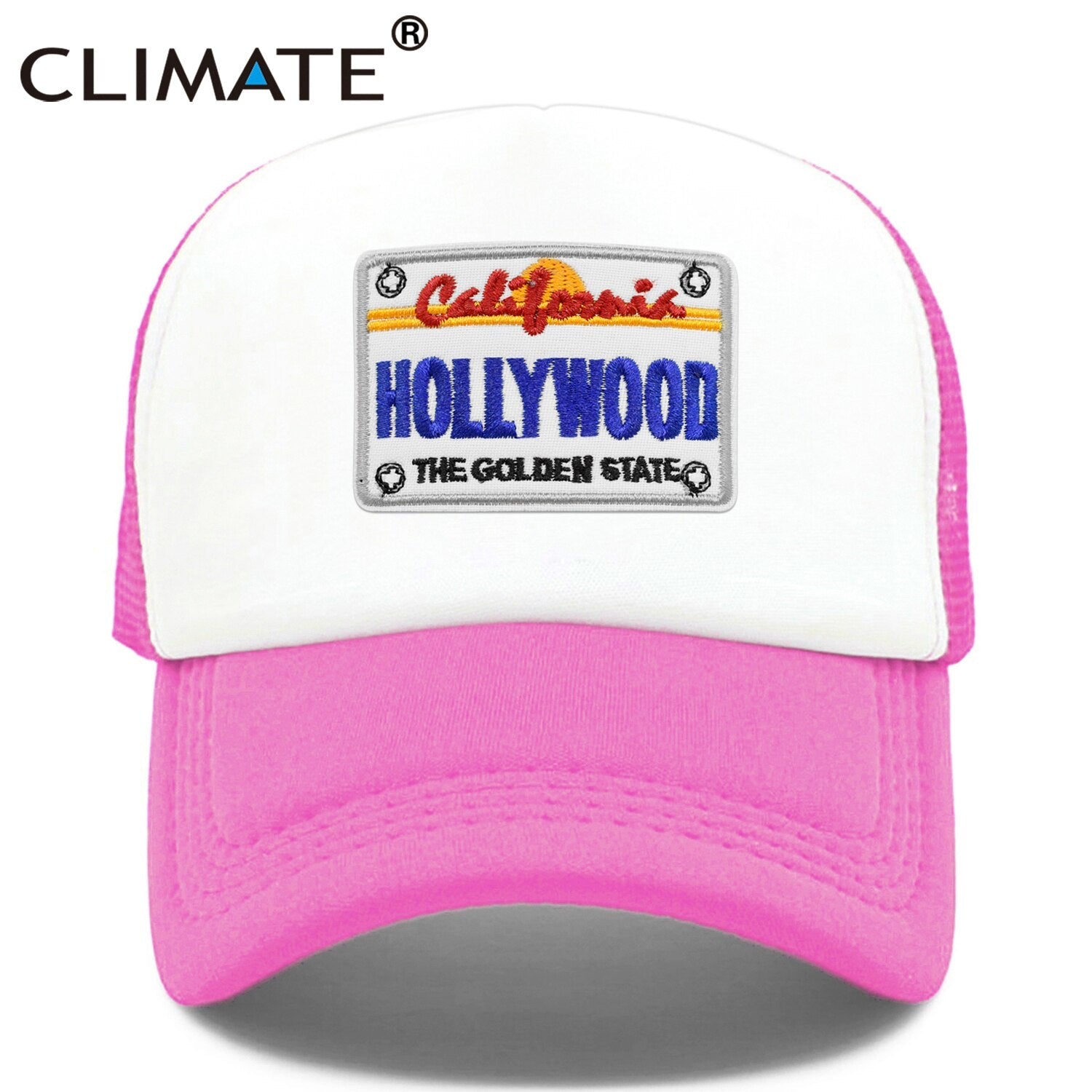 CLIMATE Hollywood California Cap Trip Trucker Cap Hat State of California Cap Hollywood The Golden State Holiday Cool Mesh Cap