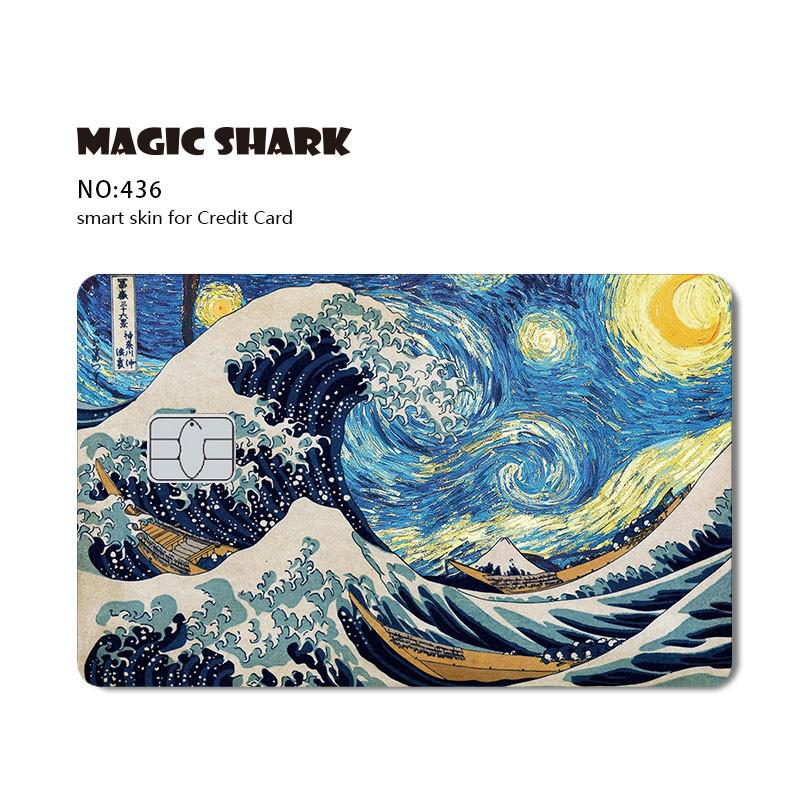 Magic Shark Game Card Anime Stylish Funny Matte 3M PVC Sticker Film Skin for Credit Card Large Small Chip