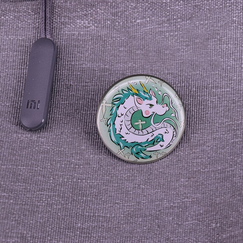 White Dragon Brooch Fantasy Adventure Anime Inspiration Badge