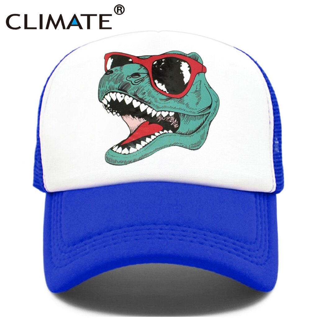 CLIMATE Jurassic Dinosaur Trucker Cap Men Funny Cool Trucker Cap Jurassic Cool Black Mesh Cool Cap for Kid Adult Family