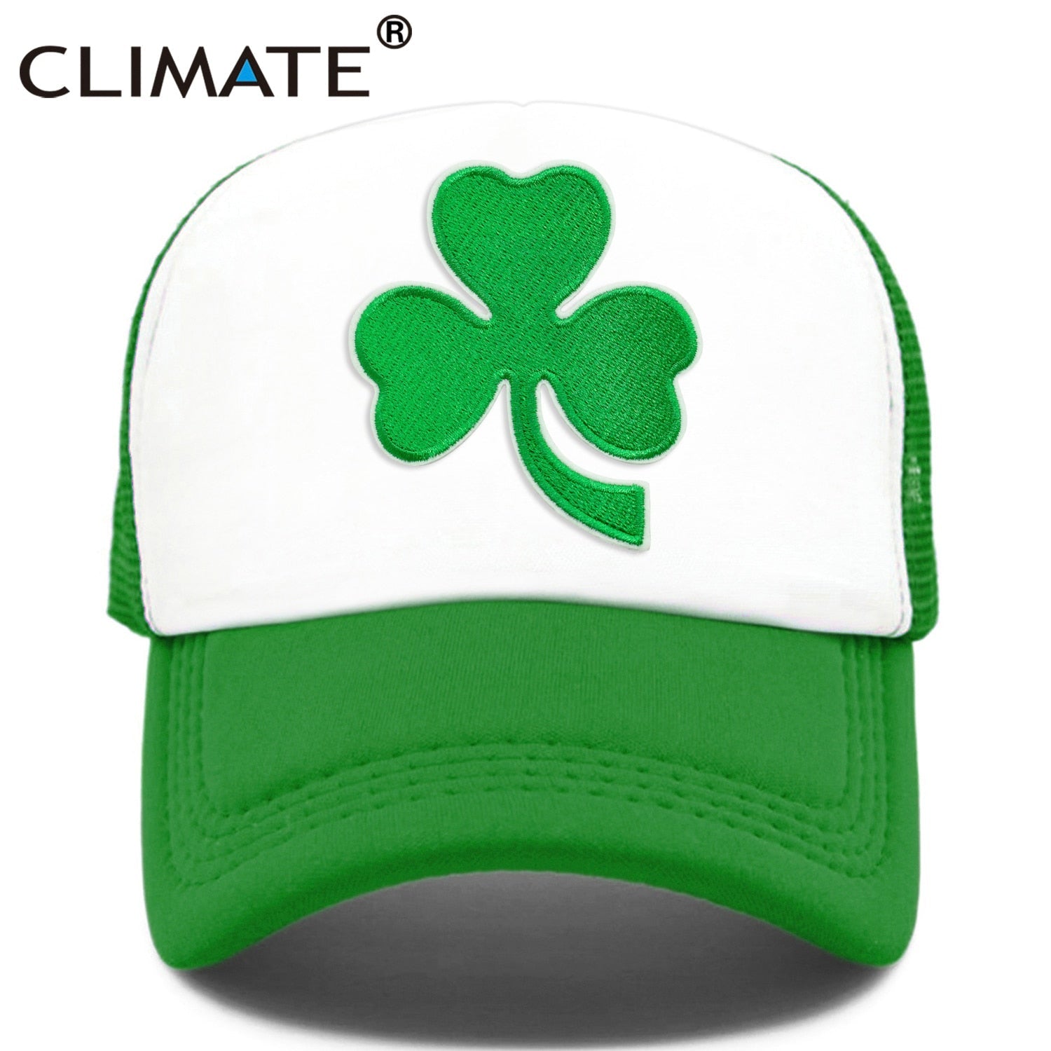 CLIMATE Shamrocks Trucker Cap St.Patrick's Day Green Cap Hat Ireland Irish Lucky Shamrocks Cap St.Patrick Mesh Cap Hat for Irish