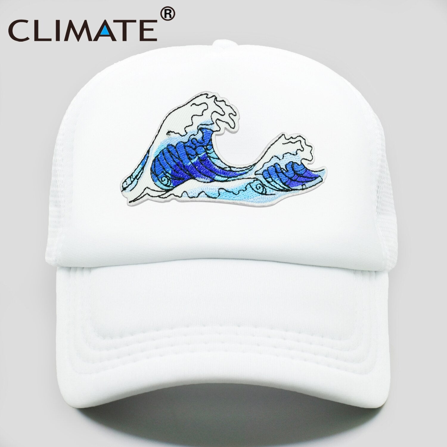 CLIMATE Sea Wave Trucker Cap Hat Sea Side Beach Vacation Trip Cap Cool Coast Holiday Summer Mesh Trucker Cap Hat for Adult Kid