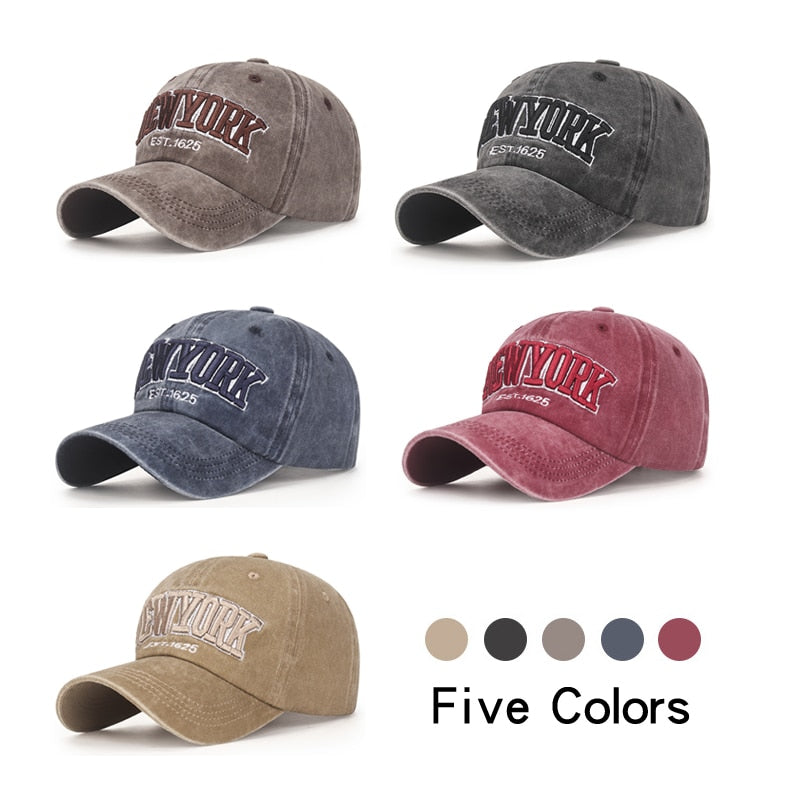 CLIMATE New York Baseball Cap Washed Retro Cool Hat Caps New York City Sport 3D