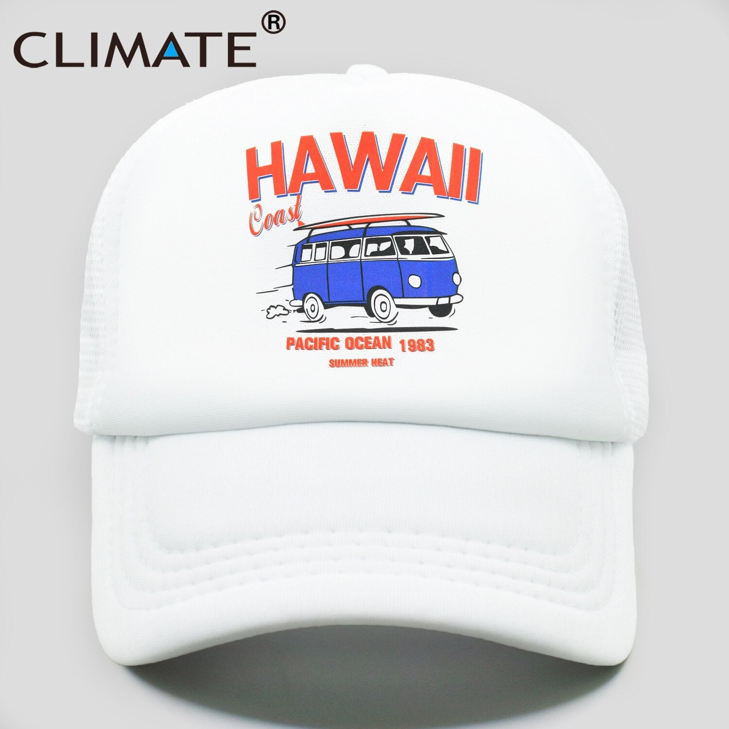 CLIMATE Hawaii Coast Road Trip Cap Drive Tour Trucker Cap Car Journey Vacation Mesh Cap Summer Heat Hat Caps for Family Journey