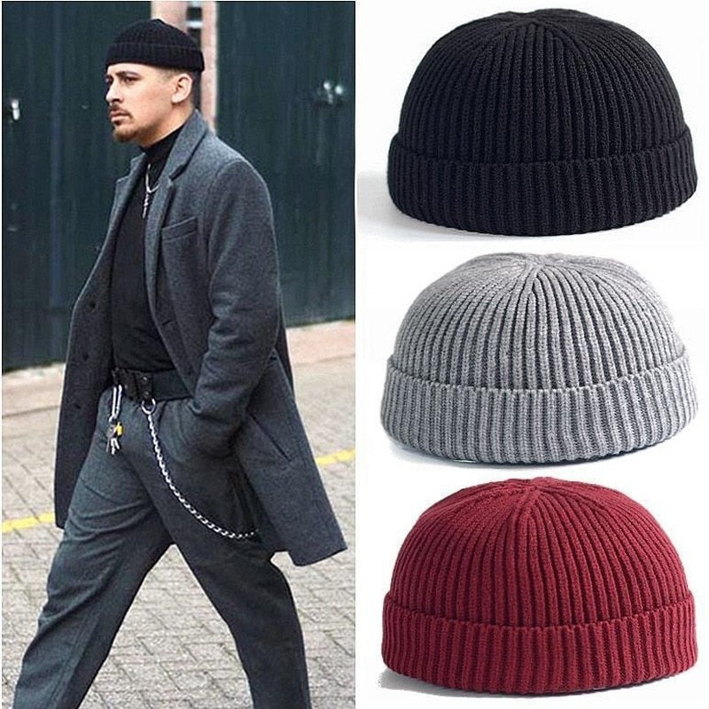 Fashion Hip Hop Beanie Knitted Hat Men Skullcap Women Winter Warm Brimless Baggy