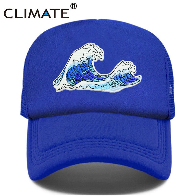 CLIMATE Sea Wave Trucker Cap Hat Sea Side Beach Vacation Trip Cap Cool Coast Holiday Summer Mesh Trucker Cap Hat for Adult Kid