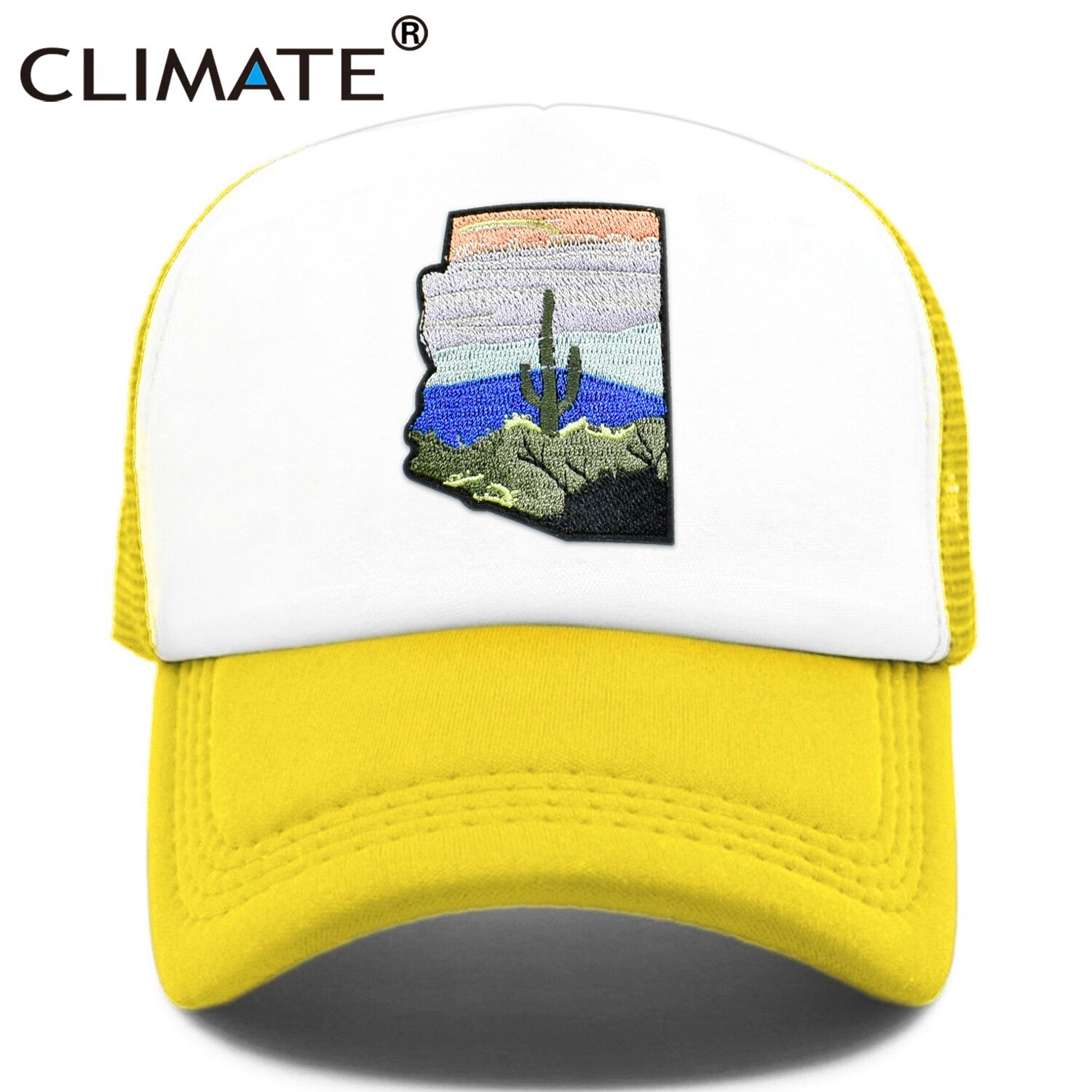 CLIMATE State of Arizon Trucker Cap Hat Desert Saguaro Cactus Mesh Cap Arizon Map Sights Cool Cap Hat for Men Women Youth Kid